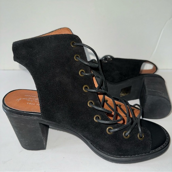 Free people x Jeffrey Campbell Minimal Lace Ups Black Suede Leather Ladies 8 - Picture 8 of 12